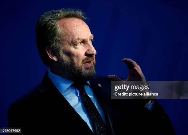 May 2018, Germany, Berlin: Member of the Presidency of Bosnia and Herzegovina Bazir Izetbegovic taking part in a press conference with federal...