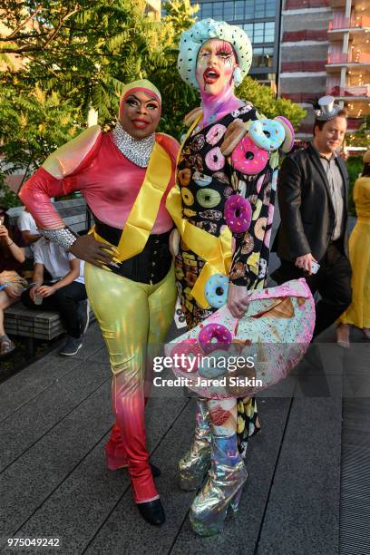 Vi Vacious and Acid Betty attend the 2018 High Line Hat Party at the The High Line on June 14, 2018 in New York City.