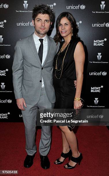 Actors Adam Scott and Naomi Sablan arrive at the Montblanc Charity Cocktail Hosted By The Weinstein Company To Benefit UNICEF held at Soho House on...