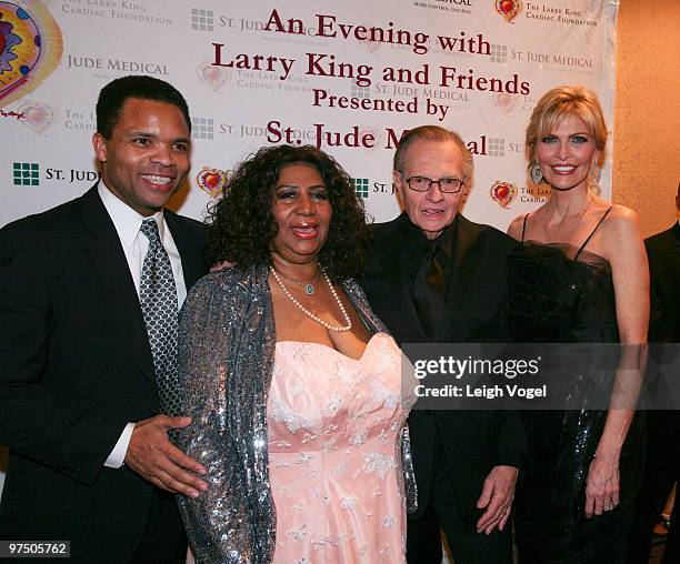 Jesse Jackson Jr, Aretha Franklin, Aretha Franklin, Larry King and Shawn Southwick-King attend the 2010 An Evening with Larry King and Friends Gala...