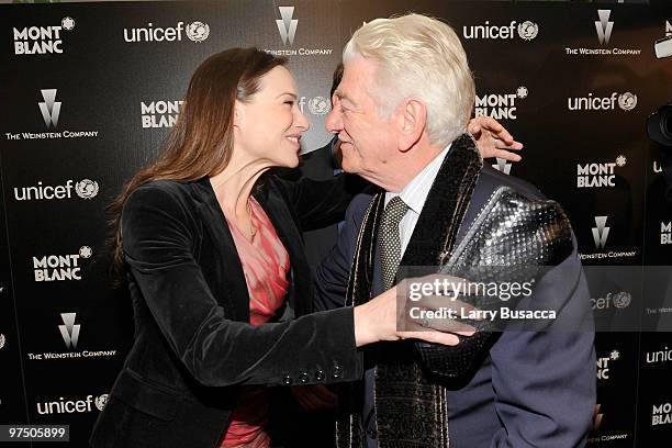 Actress Claire Forlani and Seymour Cassel arrive at the Montblanc Charity Cocktail hosted by The Weinstein Company to benefit UNICEF held at Soho...