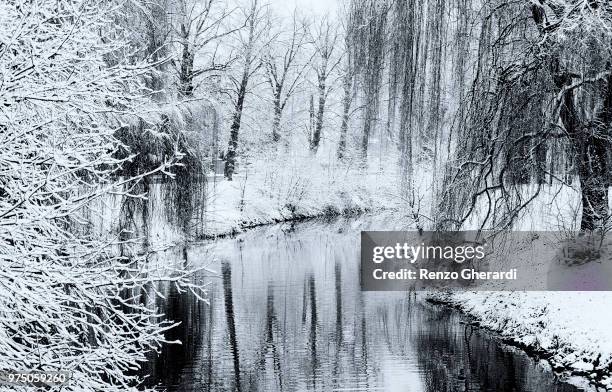 snow on river welland - renzo gherardi photos et images de collection