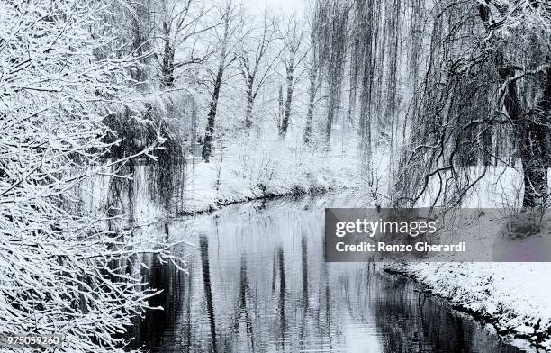 snow on river welland - renzo gherardi foto e immagini stock
