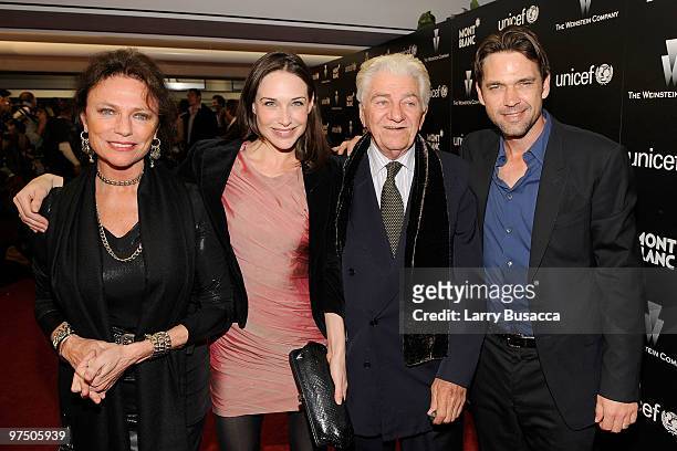 Actresses Jacqueline Bisset, Claire Forlani, actors Seymour Cassel, and Dougray Scott arrive at the Montblanc Charity Cocktail hosted by The...