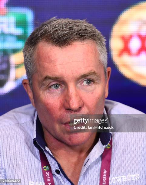 Cowboys Coach Paul Green speaks at the at the post match media conference at the end of the round 15 NRL match between the North Queensland Cowboys...