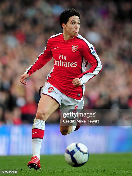 Samir Nasri of Arsenal in action during the Barclays Premier League match between Arsenal and Burnley at Emirates Stadium on March 6, 2010 in London,...