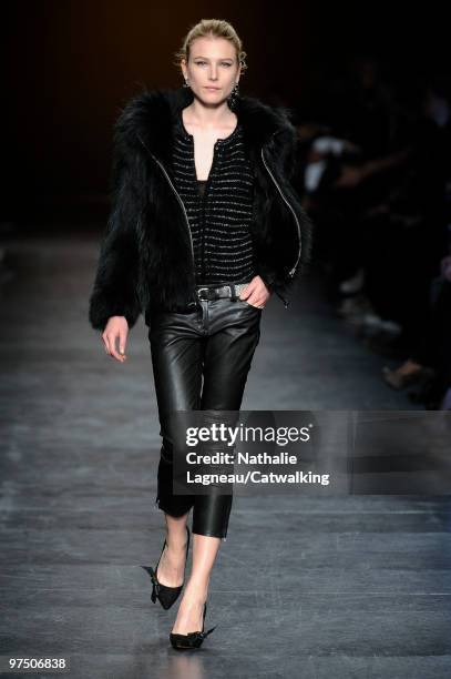 Model walks down the runway during the Isabel Marant fashion show, part of Paris Fashion Week on March 5, 2010 in Paris, France.