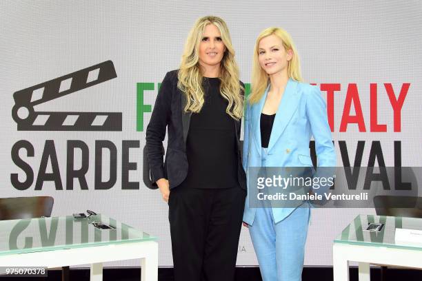 Tiziana Rocca and Sylvia Hoeks attend the 'Filming Italy Sardegna Festival' press conference at Forte Village Resort on June 15, 2018 in Santa...