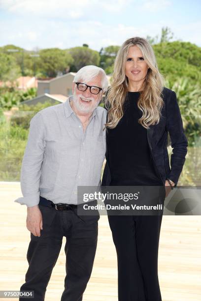 Claudio Masenza and Tiziana Rocca attend the 'Filming Italy Sardegna Festival' press conference at Forte Village Resort on June 15, 2018 in Santa...