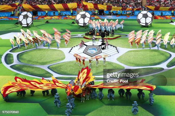 Performers during the opening ceremony prior to the 2018 FIFA World Cup Russia Group A match between Russia and Saudi Arabia at Luzhniki Stadium on...