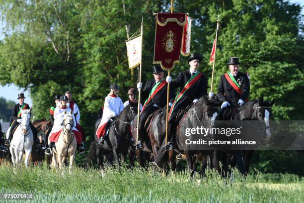 May 2018, Germany, Weingarten: A group of participants in the traditional 'blood ride' came from Reichenbach-Sattenbeuren to celebrate Ascension Day...