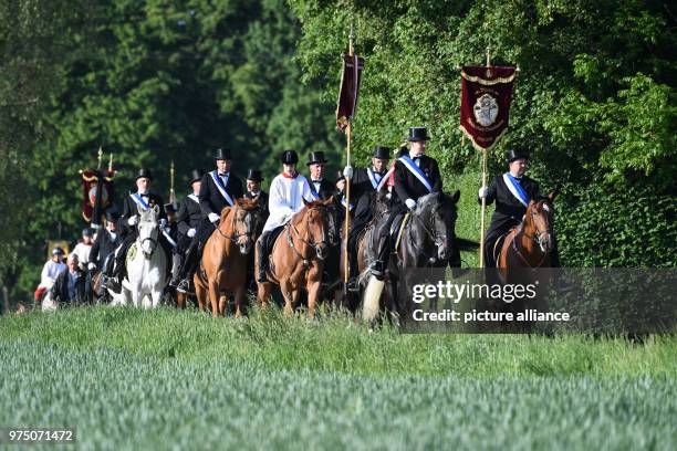 May 2018, Germany, Weingarten: A group of participants in the traditional 'blood ride' came from Reichenbach-Sattenbeuren to celebrate Ascension Day...