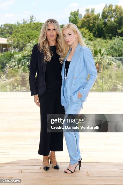 Tiziana Rocca and Sylvia Hoeks attend the 'Filming Italy Sardegna Festival' press conference at Forte Village Resort on June 15, 2018 in Santa...