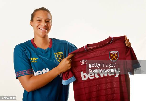 West Ham United Ladies Unveil New Signing Becky Spencer of West Ham United Ladies at Rush Green on June 13, 2018 in Romford, England.