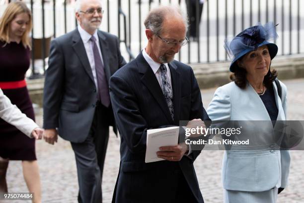 Former wife of Stephen Hawking Jane Hawking arrives at Westminster Abbey ahead of Professor Stephen Hawking's memorial service on June 15, 2018 in...