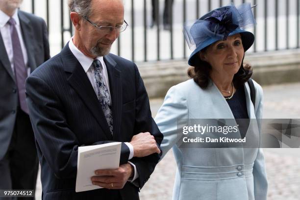 Former wife of Stephen Hawking Jane Hawking arrives at Westminster Abbey ahead of Professor Stephen Hawking's memorial service on June 15, 2018 in...