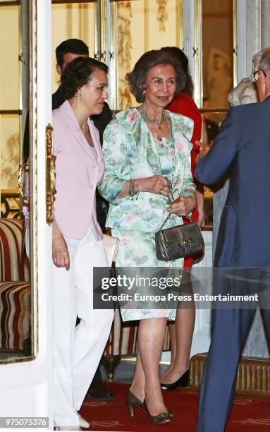 Queen Sofia and Magdalena Valerio attend Mapfre Foundation Awards 2017 at Casino de Madrid on June 14, 2018 in Madrid, Spain.