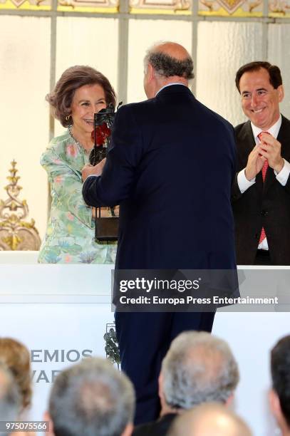 Queen Sofia and Vicente del Bosque attend Mapfre Foundation Awards 2017 at Casino de Madrid on June 14, 2018 in Madrid, Spain.