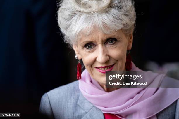 Anita Dobson arrives at Westminster Abbey ahead of Professor Stephen Hawking's memorial service on June 15, 2018 in London, England. The world...