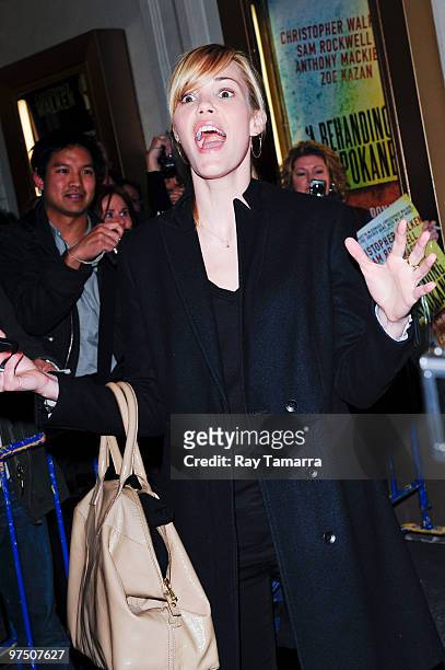 Actress Leslie Bibb attends the "A Behanding In Spokane" Broadway performance at the Gerald Schoenfeld Theater on March 06, 2010 in New York City.