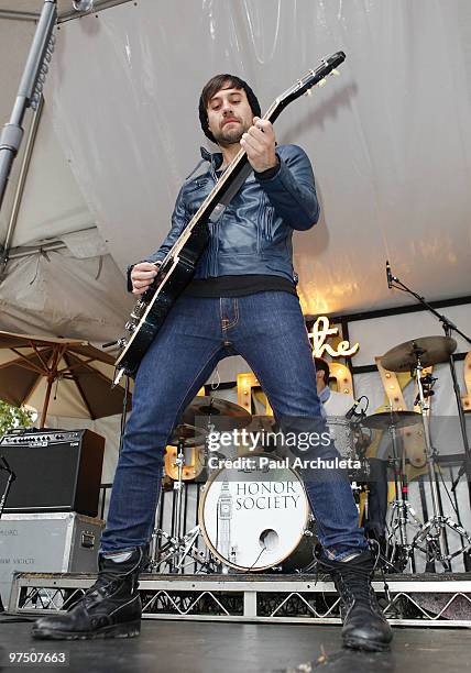 Michael Bruno of Honor Society performs at the Announcement of Honor Society Spring 2010 "Here Comes Trouble Tour" at The Grove on March 6, 2010 in...