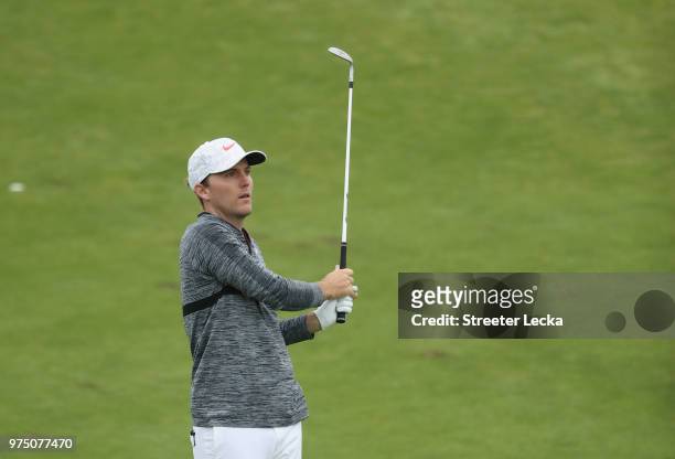 Russell Henley of the United States plays his second shot on the tenth hole during the second round of the 2018 U.S. Open at Shinnecock Hills Golf...