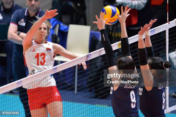 Of Serbia in action during FIVB Volleyball Nations League match between Korea and Serbia at the Stadium of the Technological University of the...