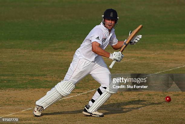 England batsman Jonathan Trott picks up some runs during day one of the tour match between Bangladesh A and England at Jahur Ahmed Chowdhury Stadium...