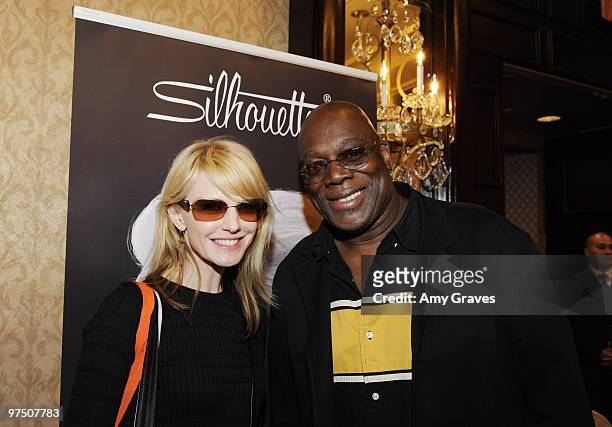 Actors Kathryn Morris and Thom Barry attend Silhouette at the Secret Room Events Academy Awards Style Lounge at Intercontinental Hotel on March 6,...