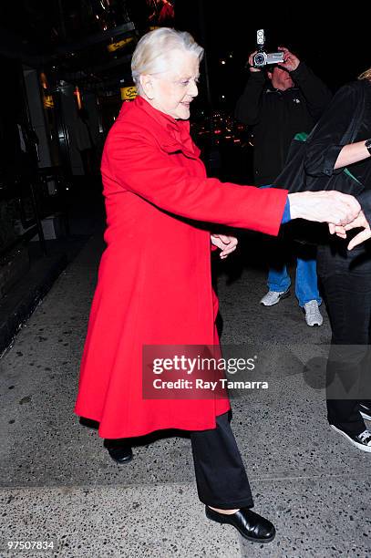 Actress Angela Lansbury leaves the Walter Kerr Theater on March 06, 2010 in New York City.