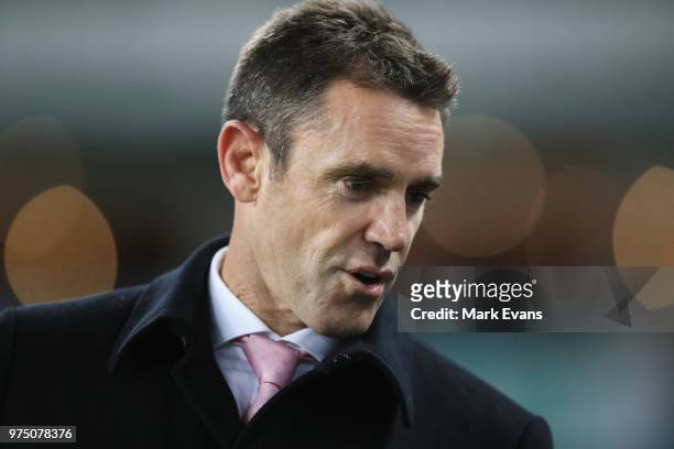 Blues Coach Brad Fittler looks on during the round 15 NRL match between the Sydney Roosters and the Penrith Panthers at Allianz Stadium on June 15,...