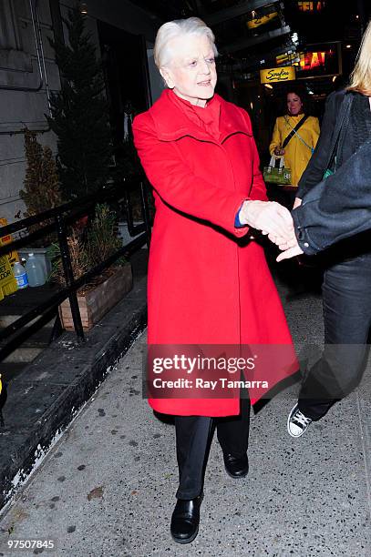 Actress Angela Lansbury leaves the Walter Kerr Theater on March 06, 2010 in New York City.