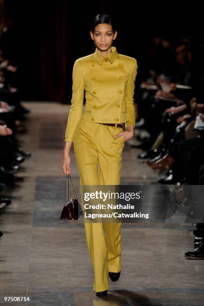 Model walks down the runway during the Akris fashion show, part of Paris Fashion Week, Paris on March 7, 2010 in Paris, France.