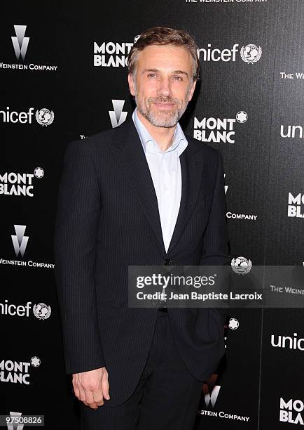 Christoph Waltz attends the Montblanc Charity Cocktail hosted by the Weinstein Company to benefit UNICEF at Soho House on March 6, 2010 in West...
