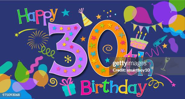 stockillustraties, clipart, cartoons en iconen met verjaardag wenskaarten - 30th birthday