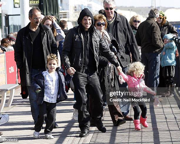 Peter Andre seen taking his children, Junior and Princess Tiaamii to Brighton Marina for some Lunch and Bowling on March 7, 2010 in Brighton, England.