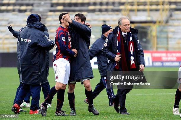 Franco Colomba coach of Bologna celebrate during the Serie A match between Bologna FC and SSC Napoli at Stadio Renato Dall'Ara on March 7, 2010 in...