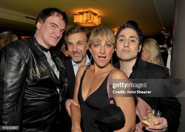 Director Quentin Tarantino, actor Christoph Waltz, actress Zoe Bell, and actor Omar Doom attend the Montblanc Charity Cocktail hosted by The...