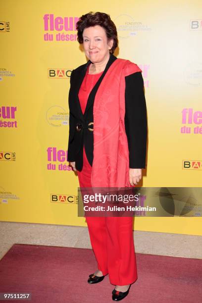 Roselyne Bachelot attends the 'Fleur du Desert' Paris premiere at Theatre Marigny on March 7, 2010 in Paris, France.