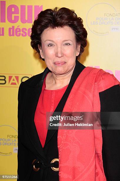 Roselyne Bachelot attends the 'Fleur du Desert' Paris premiere at Theatre Marigny on March 7, 2010 in Paris, France.