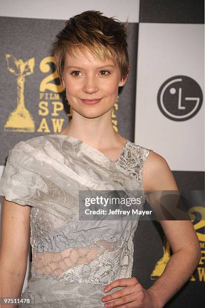 Actress Mia Wasikowska attends the 2010 Film Independent's Spirit Awards at Nokia Theatre L.A. Live on March 5, 2010 in Los Angeles, California.