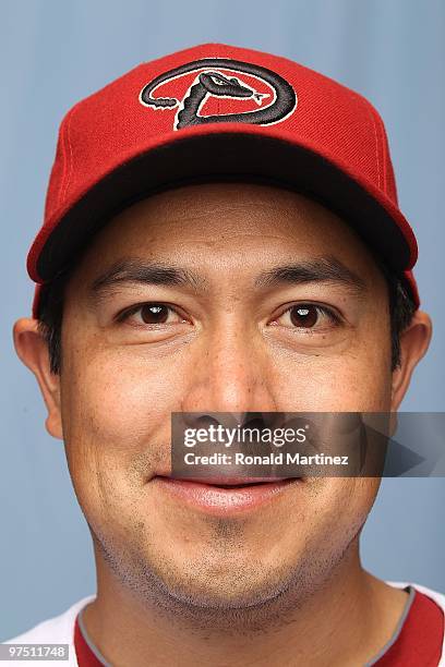 Rodrigo Lopez of the Arizona Diamondbacks on February 27, 2010 in Tucson, Arizona.