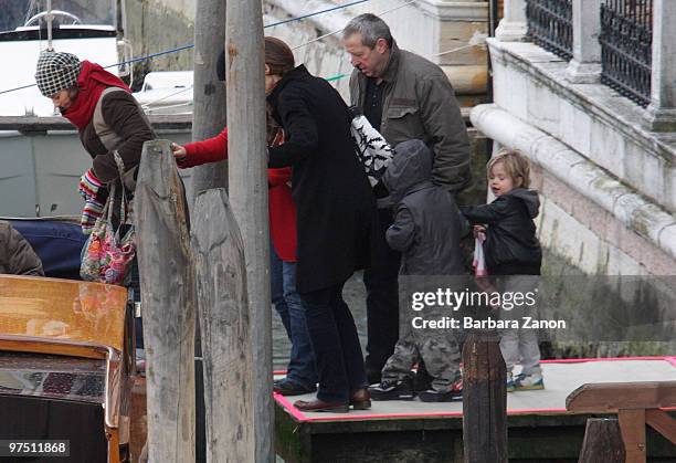 Pax Jolie-Pitt and Shiloh Jolie-Pitt depart Palazzo Contarini Polignac on March 7, 2010 in Venice, Italy.