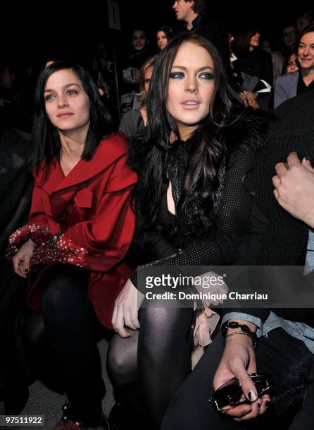 Leigh Lezark and Lindsay Lohan attend the John Galliano Ready to Wear show as part of the Paris Womenswear Fashion Week Fall/Winter 2011 at Halle...