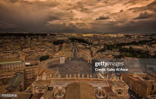 aerial view of st peter's square at sunset, vatican, rome, italy - st peter's square bildbanksfoton och bilder