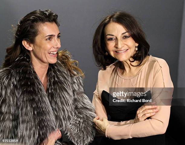 Mademoiselle Agnes and Nathalie Rykiel talk backstage after the Sonia Rykiel Ready to Wear show as part of the Paris Womenswear Fashion Week...
