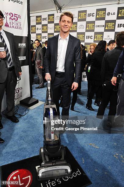 Actor Benjamin McKenzie with the LG Electronics Kompressor Vacuum on The 25th Spirit Awards Blue Carpet held at Nokia Theatre L.A. Live on March 5,...