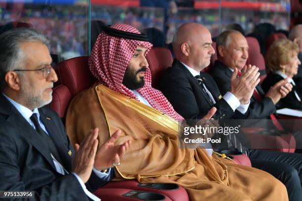 Asian Football Confederation President Sheikh Salman bin Ibrahim al Khalifa, Saudi Arabia's Crown Prince Mohammed Bin Salman Al Saud, FIFA President...
