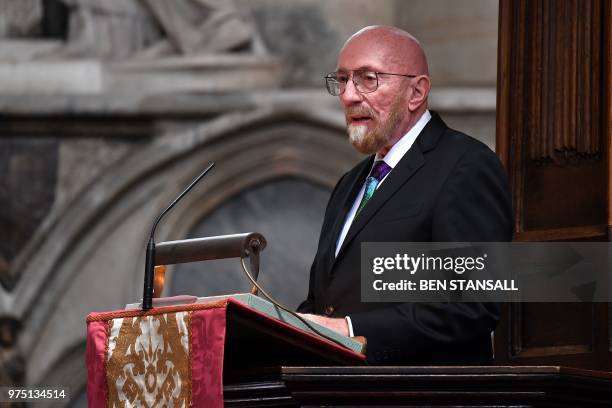 American theoretical physicist and Nobel laureate, Kip Thorne speaks at a memorial service for British scientist Stephen Hawking during which his...