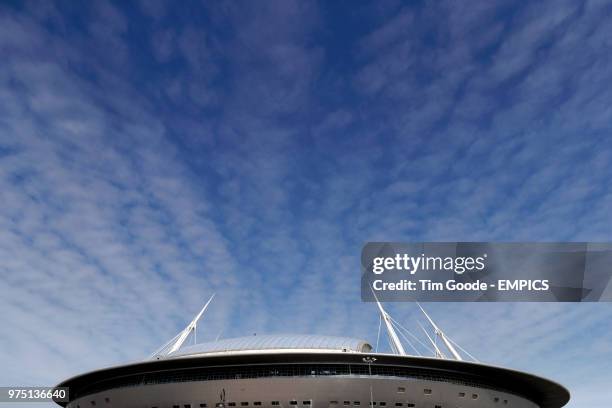 General view of Krestovsky Stadium before the match begins Morocco v Iran - FIFA World Cup 2018 - Group B - Krestovsky Stadium .